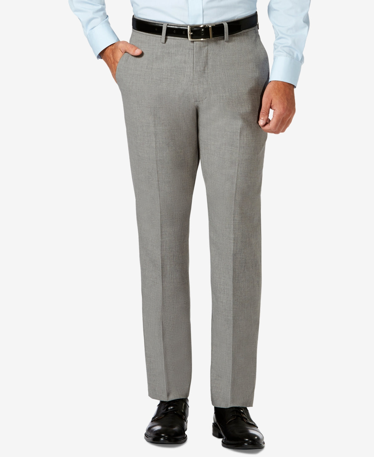 Calça social Haggar masculina slim fit com elasticidade em 4 direções e frente plana, cinza, tamanho 32x32