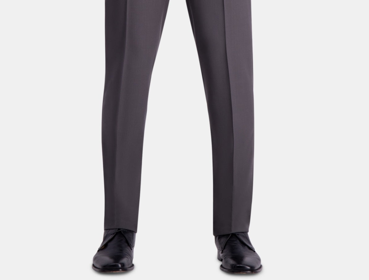 Calça social Haggar masculina Premium Comfort Slim Fit Performance Stretch com frente plana, cinza, tamanho 34x30