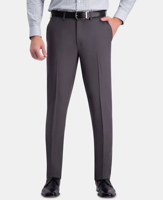 Calça social Haggar masculina Premium Comfort Slim Fit Performance Stretch com frente plana, cinza, tamanho 34x30