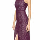 Alice + Olivia - Lace Overlay Front Slit Long Mermaid Dress