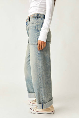 Free People - Calça Jeans Palmer com Punhos