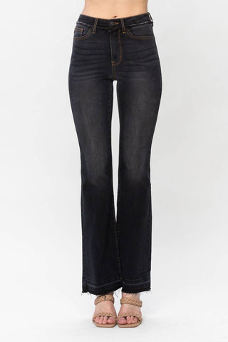 Judy Blue - Calça jeans skinny bootcut com cintura alta e bainha solta