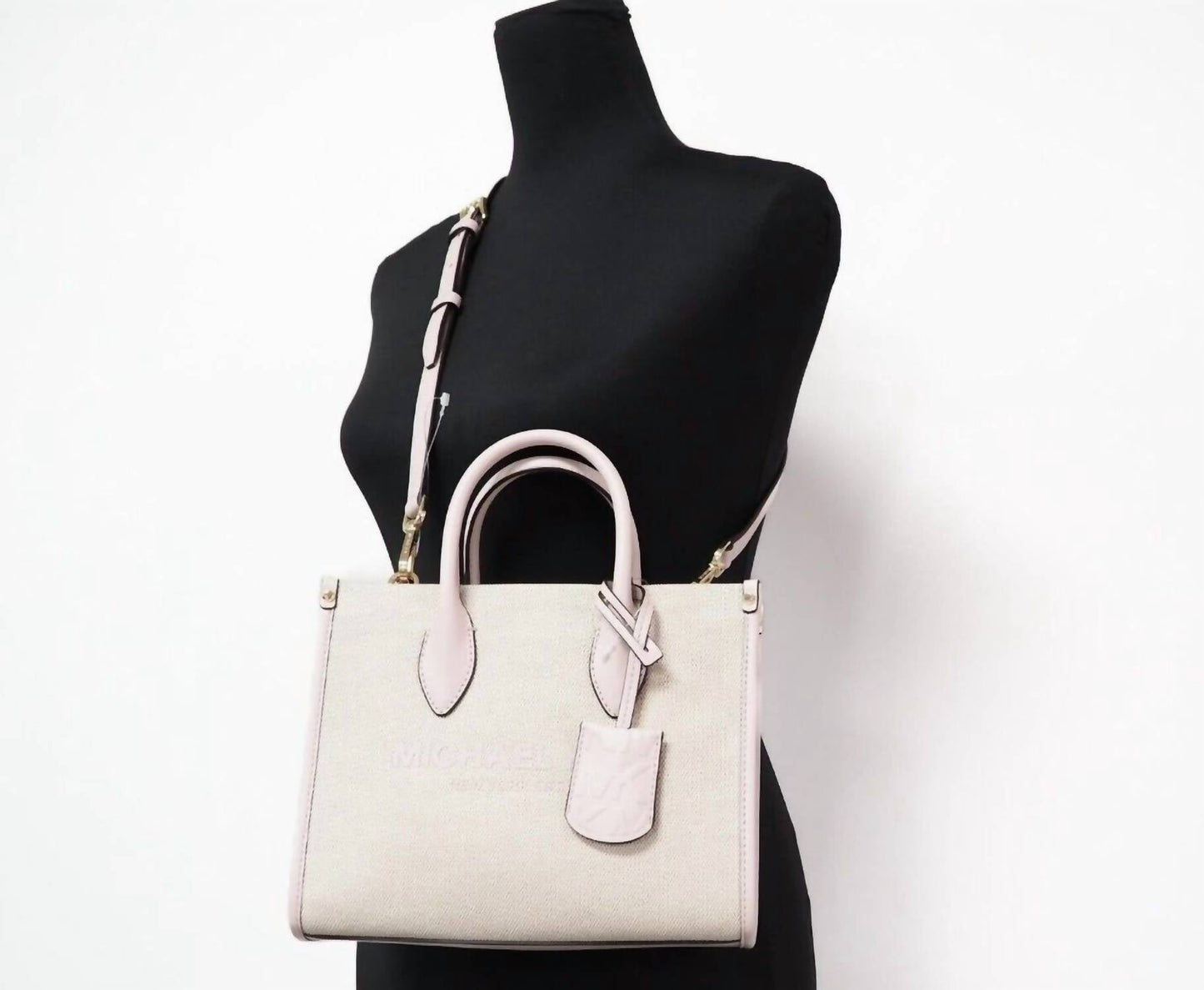 Michael Kors - Women's Mirella Canvas Shopper Crossbody Handbag Purse Small
