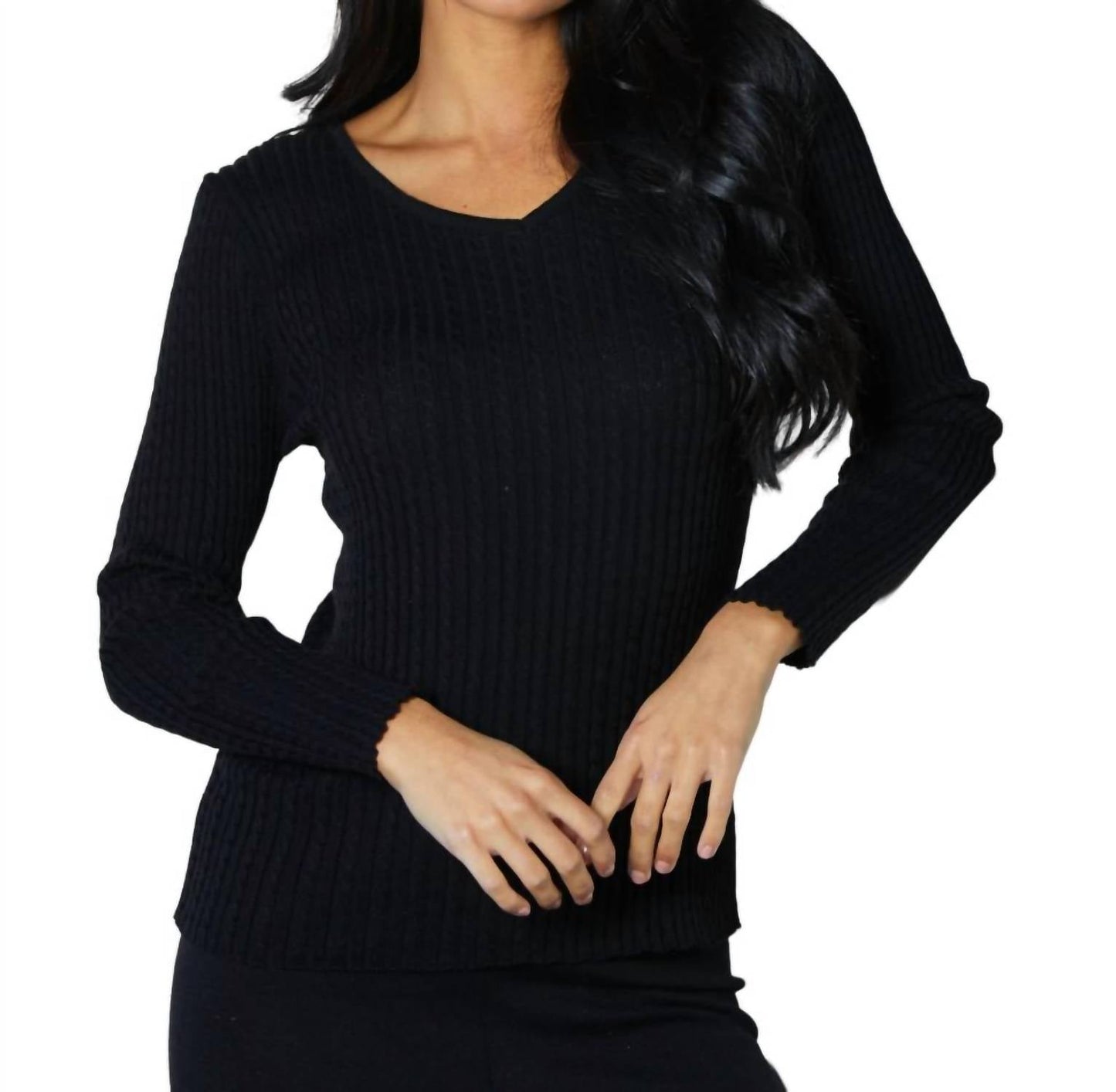 Angel Apparel - Braided V-Neck Sweater