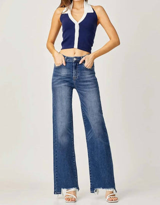 Risen - Calça jeans desfiada com perna larga