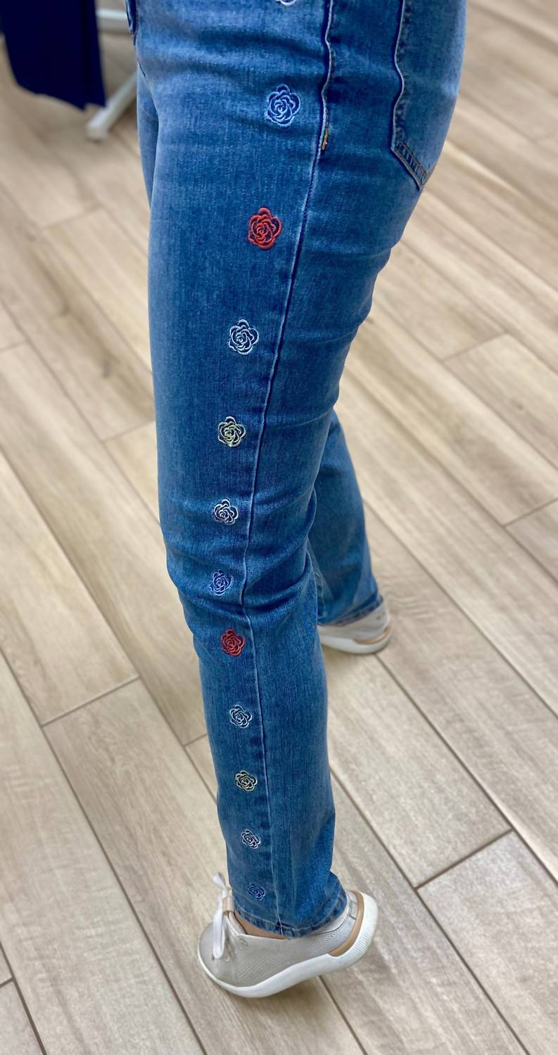 Fdj - Embroidered Rose Jeans