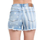 Judy Blue - Mid Rise Stars & Stripes Bleach Denim Short