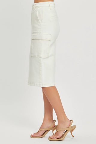 Risen - Saia cargo jeans midi