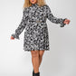 Vestido de manga comprida floral Bianca feminino Leota, preto, tamanho 2X