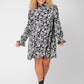 Vestido de manga comprida floral Bianca feminino Leota, preto, tamanho 2X