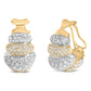 18K Two-Toned Gold 5.00 Cttw Diamond Three-tier Domed Button Omega Back Earrings (G-H Color, VS2-SI1 Clarity)