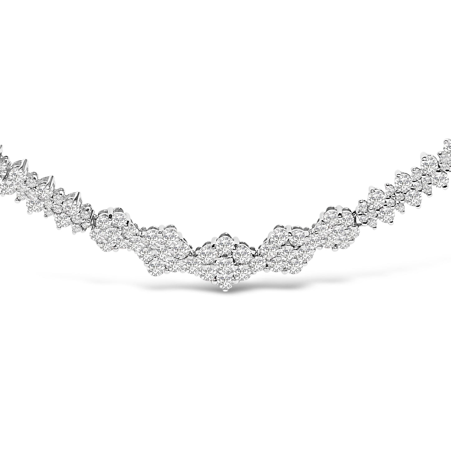 14K White Gold 2.00 Cttw Diamond Composite Cluster Bar Necklace (H-I Color, I2-I3 Clarity) - 18" Inches