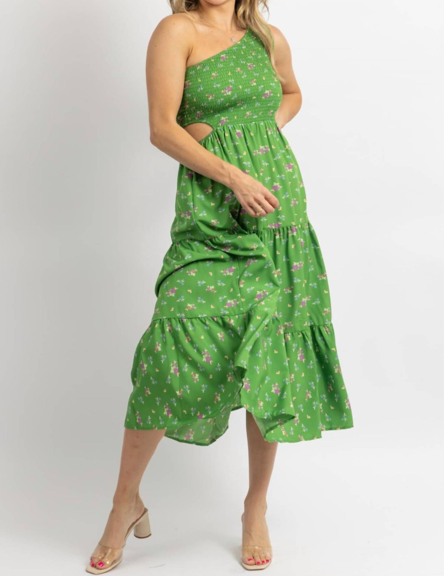 Sundayup - ONE SHOULDER HOLLOW MIDI DRESS