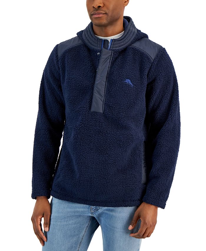 Tommy Bahama Masculino Anchor Bay Moletom com capuz e zíper de um quarto Azul Tamanho 2X