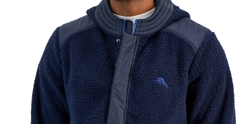 Tommy Bahama Masculino Anchor Bay Moletom com capuz e zíper de um quarto Azul Tamanho 2X