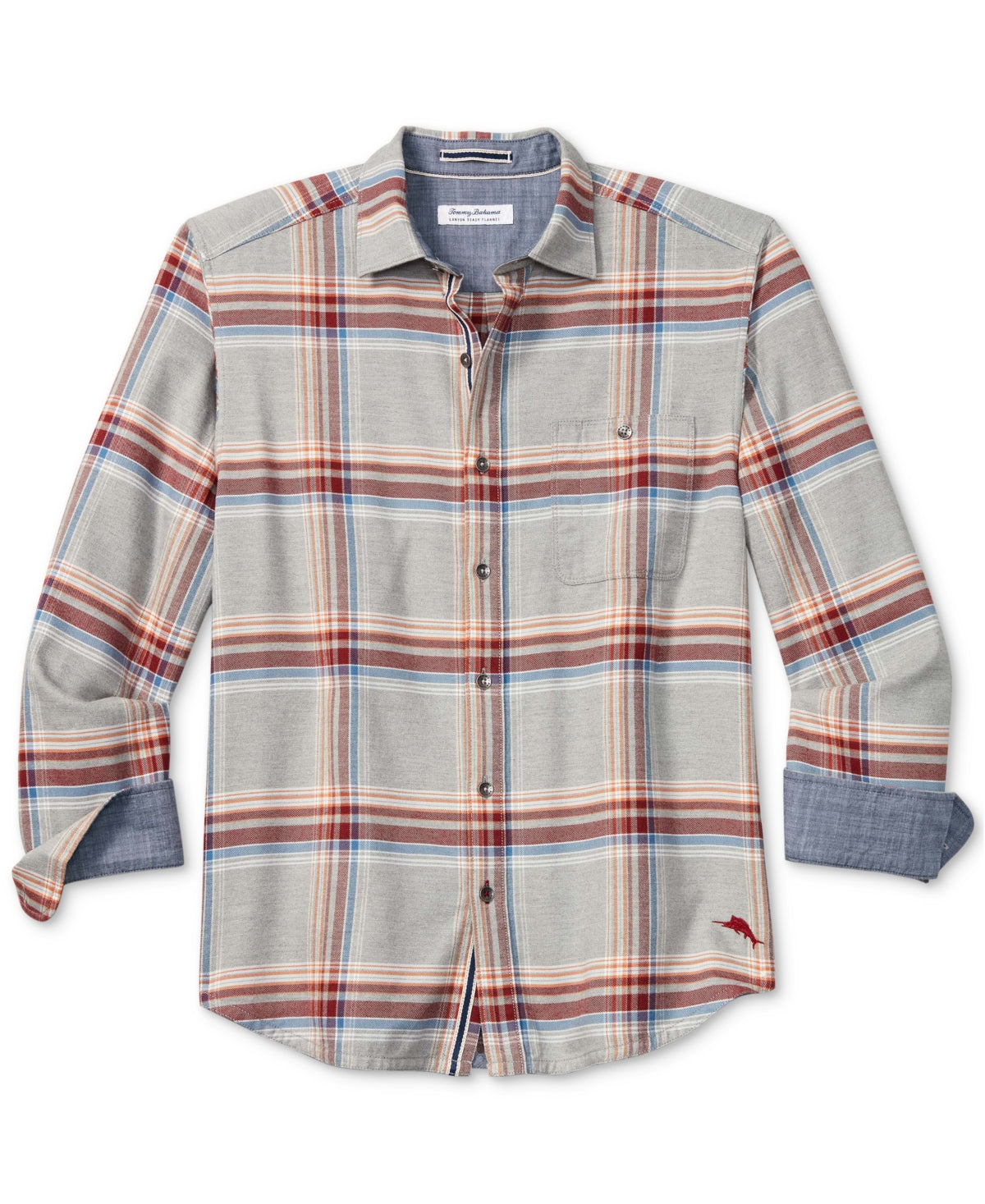 Camisa xadrez masculina Tommy Bahama Canyon Beach Montara com botões, preta, tamanho pequeno