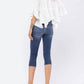 Judy Blue - Mid-rise Contrast Patch Skinny Capri Jeans - Plus Size