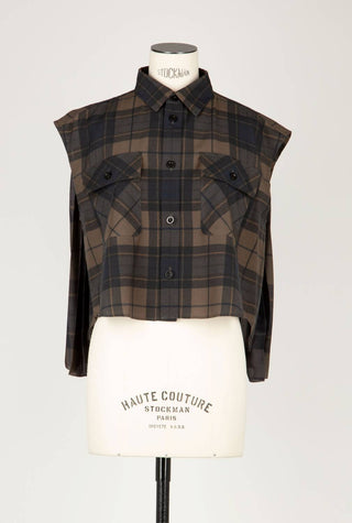 Sacai - Camisa xadrez sem mangas feminina