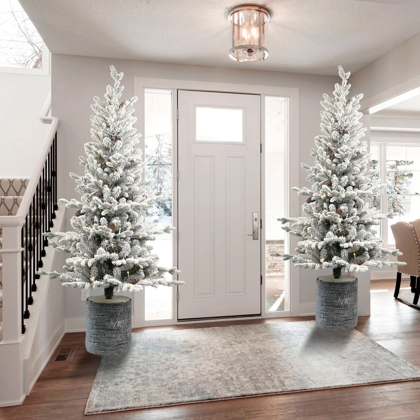 2FT Flocked Christmas Tree with Pot Base