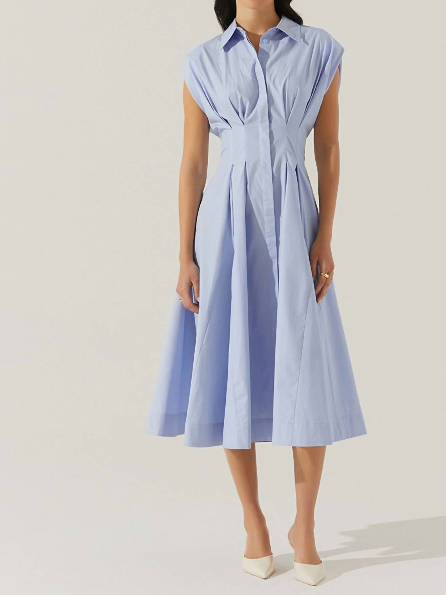 Astr - Beckett Tapered Waist Pleated Dress