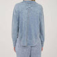 Blu Pepper - Washed Long Sleeve U Hem Polo Knit Top