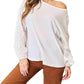 Double Take - Eyelet Elegance Drop Shoulder Blouse