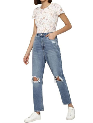 American Eagle Outfitters - Calça jeans desgastada para mamãe