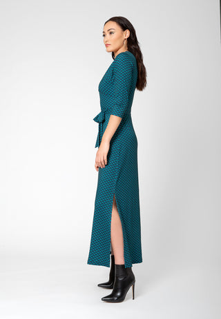 Vestido longo feminino Leota Perfect Wrap verde tamanho P