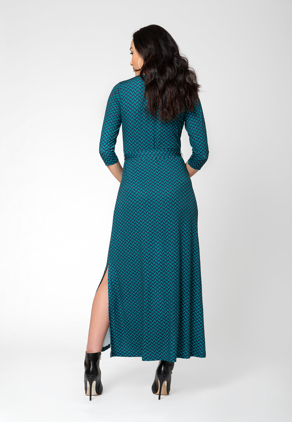 Vestido longo feminino Leota Perfect Wrap azul tamanho M