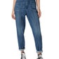 Calça jeans feminina desfiada, afunilada, cintura alta, azul, tamanho 30