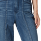 Calça jeans feminina desfiada, afunilada, cintura alta, azul, tamanho 30