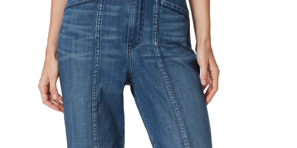 Calça jeans feminina desfiada, afunilada, cintura alta, azul, tamanho 30