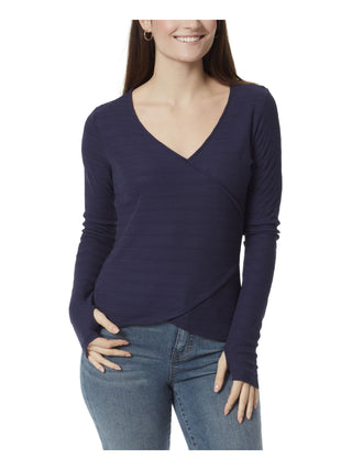 Blusa feminina Anne Klein Koney Ballet manga comprida com estampa de envelope falso, azul, tamanho médio