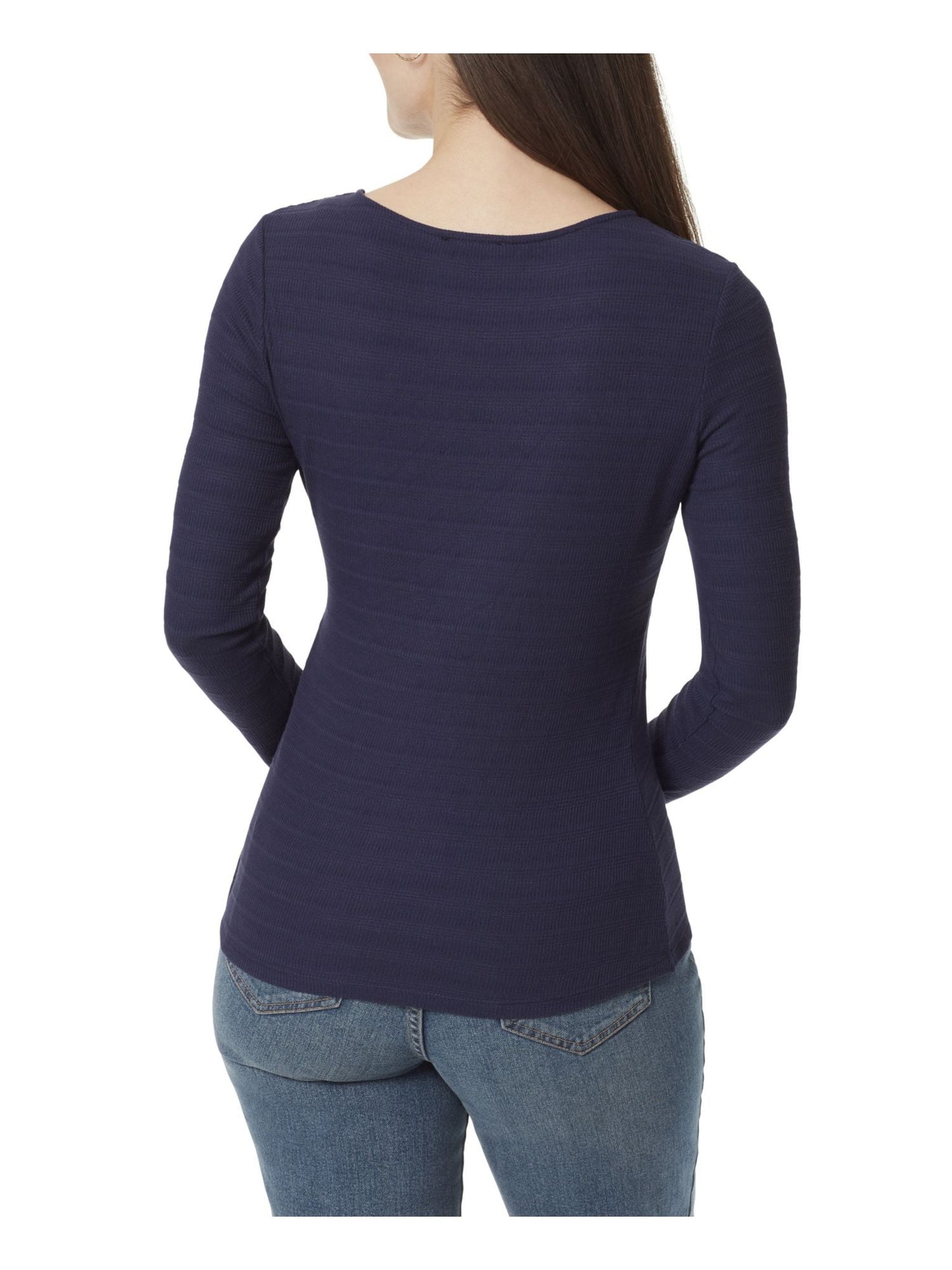 Blusa feminina Anne Klein Koney Ballet manga comprida com estampa de envelope falso, azul, tamanho médio