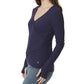 Blusa feminina Anne Klein Koney Ballet manga comprida com estampa de envelope falso, azul, tamanho médio