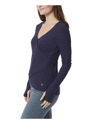 Blusa feminina Anne Klein Koney Ballet manga comprida com estampa de envelope falso, azul, tamanho médio