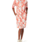 Vestido moletom feminino Anne Klein com bolsos elásticos, cordão na cintura, acabamento canelado, estampado, manga cotovelo, gola canoa, comprimento até o joelho, vermelho, tamanho grande