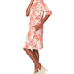 Vestido moletom feminino Anne Klein com bolsos elásticos, cordão na cintura, acabamento canelado, estampado, manga cotovelo, gola canoa, comprimento até o joelho, vermelho, tamanho grande