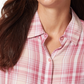 Blusa feminina Gloria Vanderbilt xadrez plissada com botões nas costas, rosa, tamanho pequeno