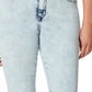 Calça jeans feminina Gloria Vanderbilt com zíper e bolsos, bainha crua, lavagem ácida, perna reta, azul, tamanho 14