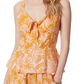 Blusa feminina Jessica Simpson Emerson Cotton com gola amarrada, amarela, tamanho X-S