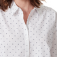 Blusa feminina Gloria Vanderbilt Amanda com bolinhas, ajuste relaxado, botões, branca, tamanho médio