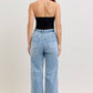 Judy Blue - Mid Rise Retro Fold-over Waistband Wide Leg Jeans