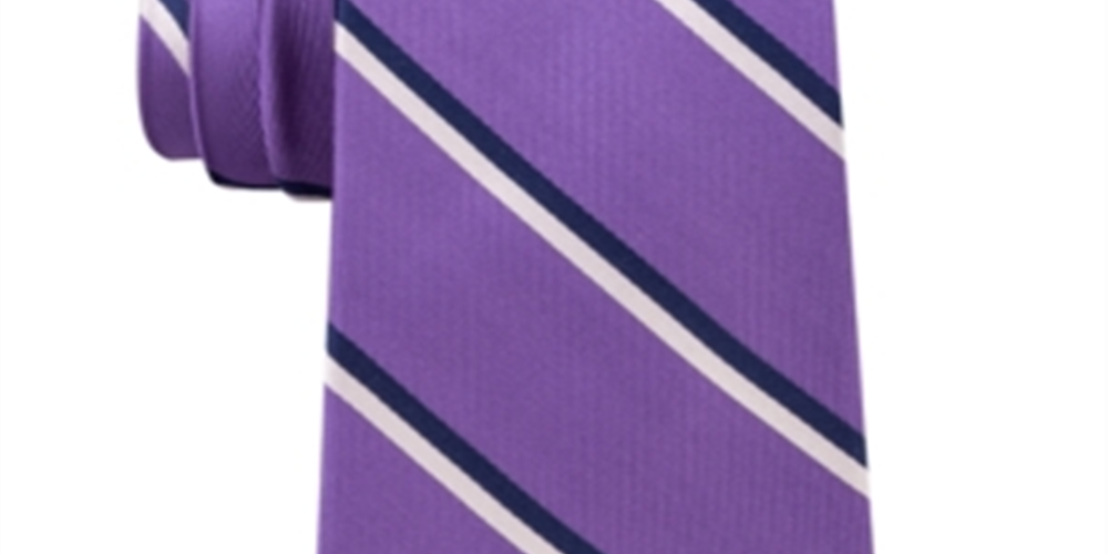 Gravata de seda listrada Adam Twill masculina Club Room, roxa, tamanho regular