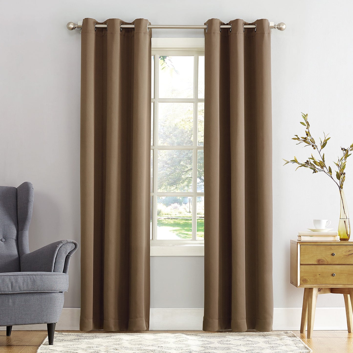 Painel de cortina blackout Sun Zero Preston Grommet Top marrom tamanho 40x95