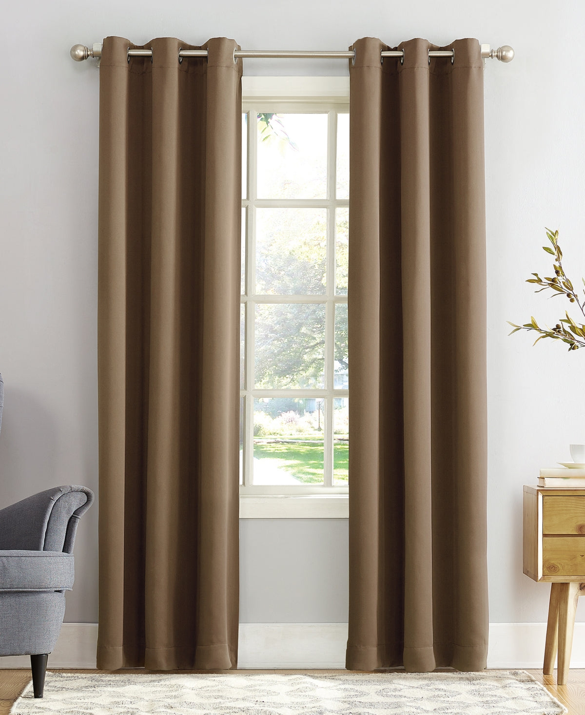 Painel de cortina blackout Sun Zero Preston Grommet Top marrom tamanho 40x95