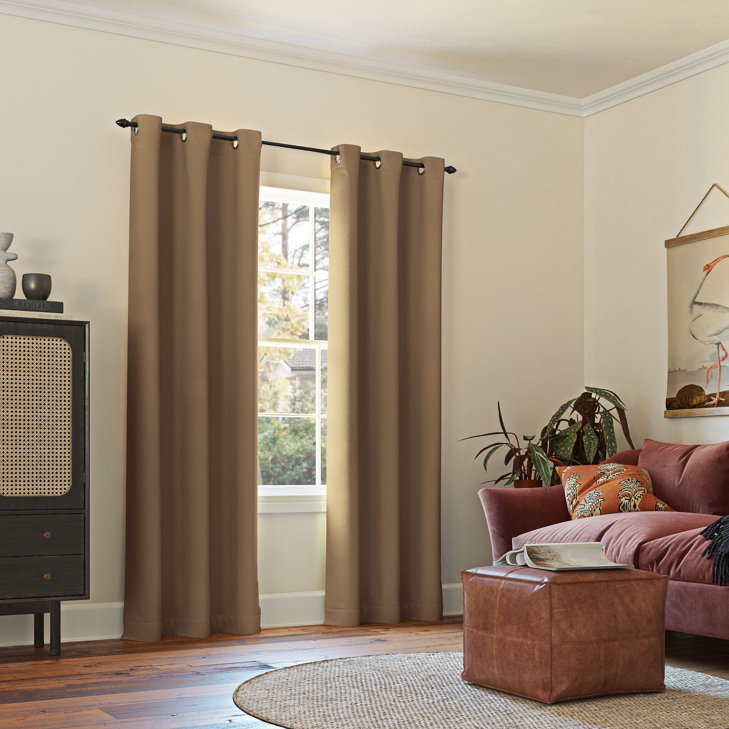 Painel de cortina blackout Sun Zero Preston Grommet Top marrom tamanho 40x95