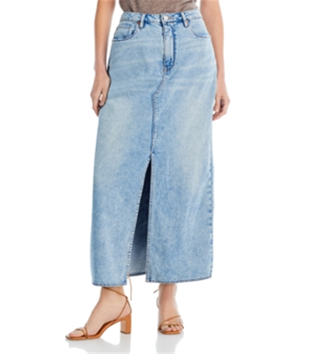 Saia jeans com fenda frontal de algodão Blanknyc, azul, tamanho 26