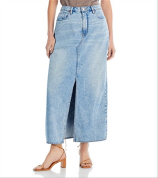 Saia jeans com fenda frontal de algodão Blanknyc, azul, tamanho 26