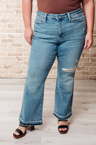 Judy Blue - Mid Rise Distressed Released Hem Bootcut Jeans